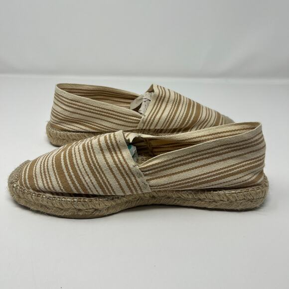 Blue by Saks Fifth Avenue Striped Espadrille Flats Size 10 Cream Tan - Picture 8 of 10